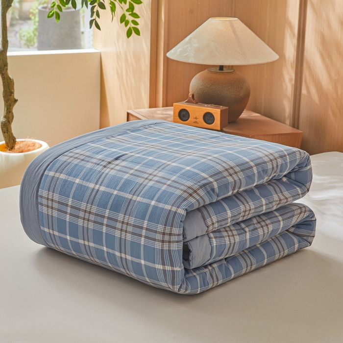 91家纺网 家纺一手货源 找家纺 牛魔王家居 2026新款A类水洗棉新疆棉花夏被 被子被芯 乔南蓝