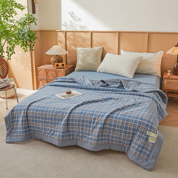 91家纺网 家纺一手货源 找家纺 牛魔王家居 2026新款A类水洗棉新疆棉花夏被 被子被芯 乔南蓝