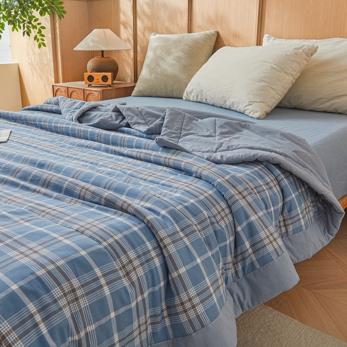 91家纺网 家纺一手货源 找家纺 牛魔王家居 2026新款A类水洗棉新疆棉花夏被 被子被芯 乔南蓝