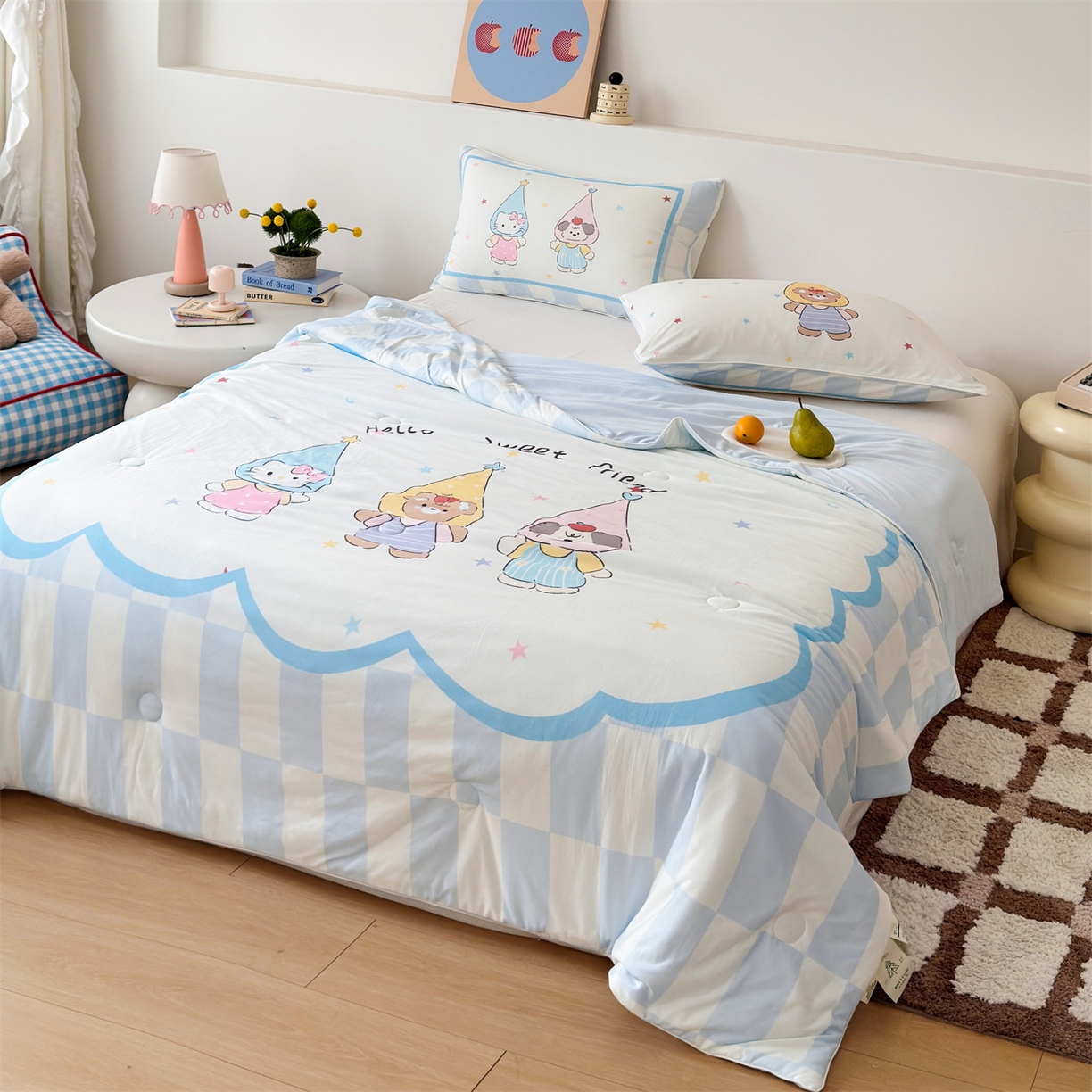 91家纺网 家纺一手货源 找家纺 朵希曼 2026年牛奶针织棉大版卡通夏被夏凉被空调被 好朋友