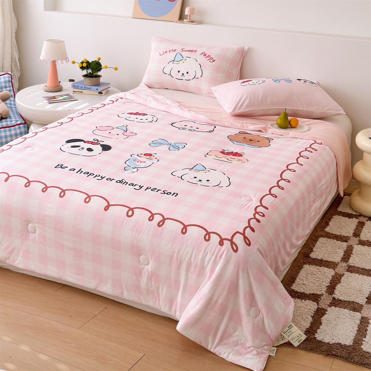 91家纺网 家纺一手货源 找家纺 朵希曼 2026年牛奶针织棉大版卡通夏被夏凉被空调被 甜心萌宠