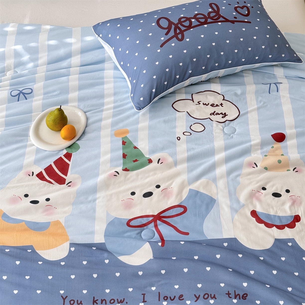 91家纺网 家纺一手货源 找家纺 朵希曼 2026年牛奶针织棉大版卡通夏被夏凉被空调被 三只熊