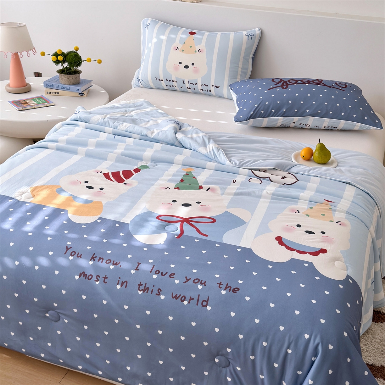 91家纺网 家纺一手货源 找家纺 朵希曼 2026年牛奶针织棉大版卡通夏被夏凉被空调被 三只熊