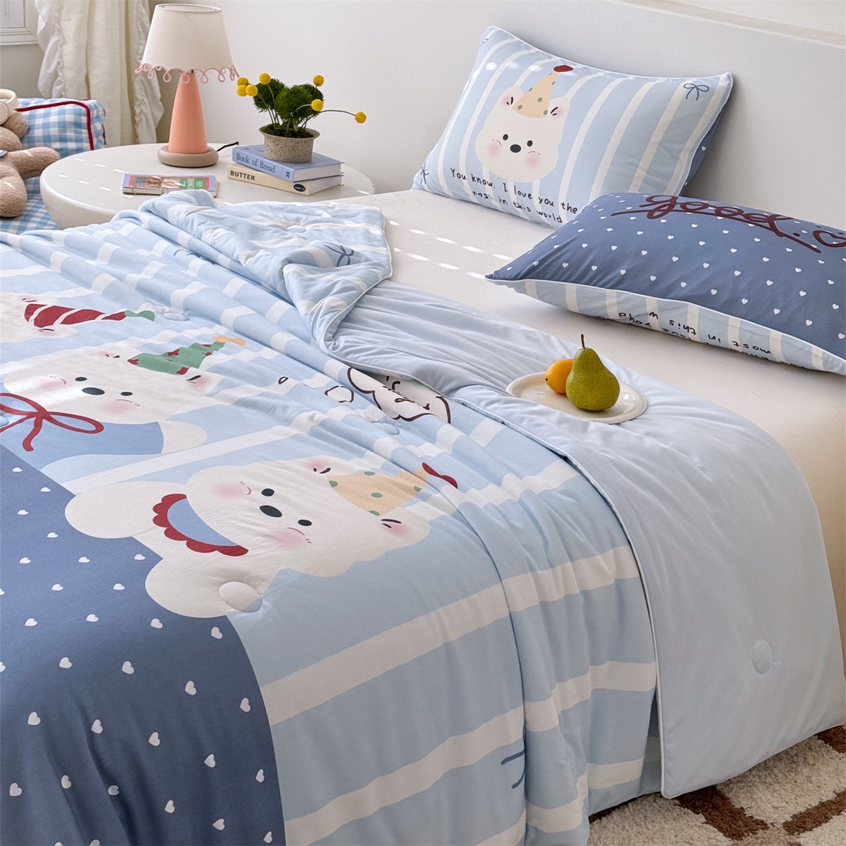 91家纺网 家纺一手货源 找家纺 朵希曼 2026年牛奶针织棉大版卡通夏被夏凉被空调被 三只熊