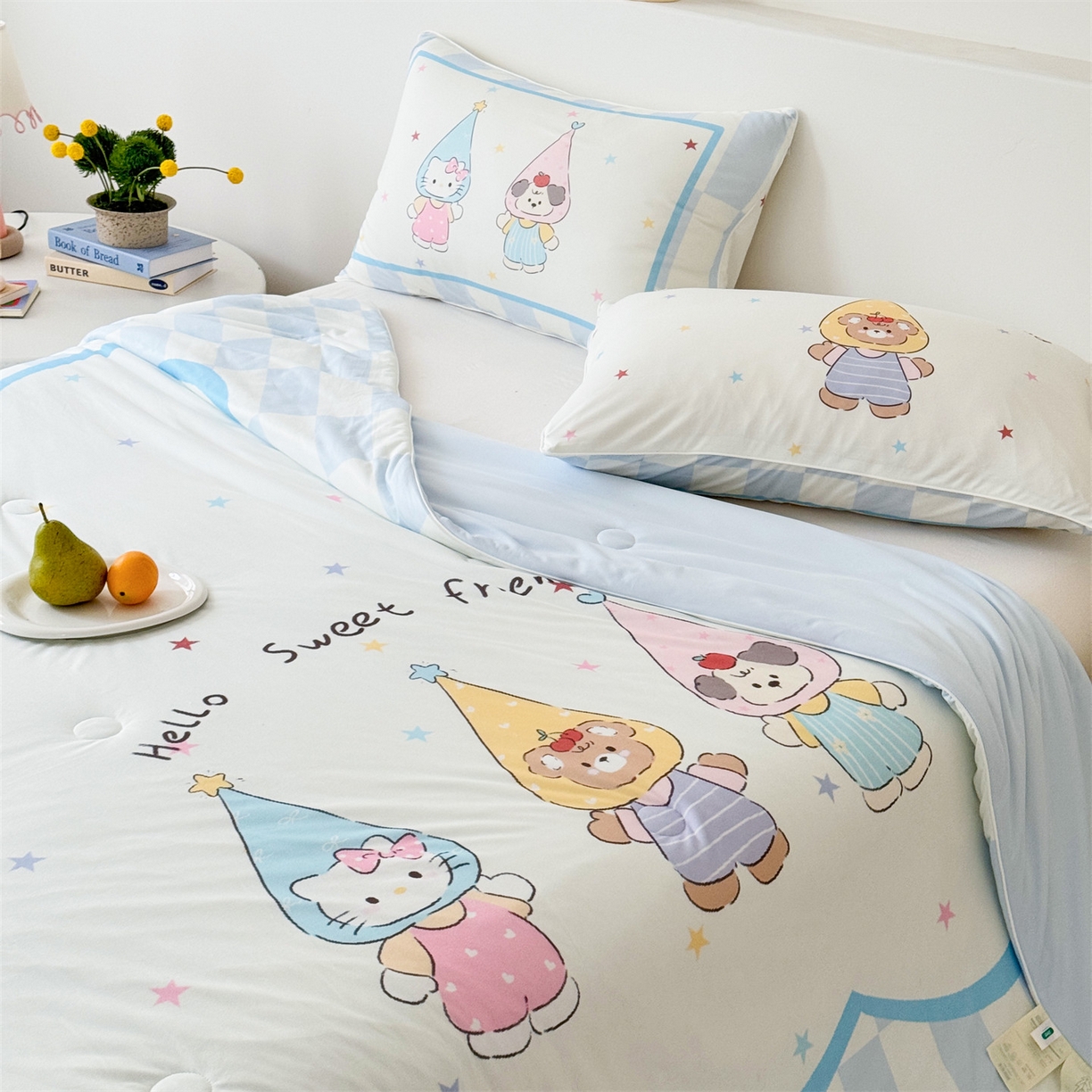 91家纺网 家纺一手货源 找家纺 朵希曼 2026年牛奶针织棉大版卡通夏被夏凉被空调被 好朋友