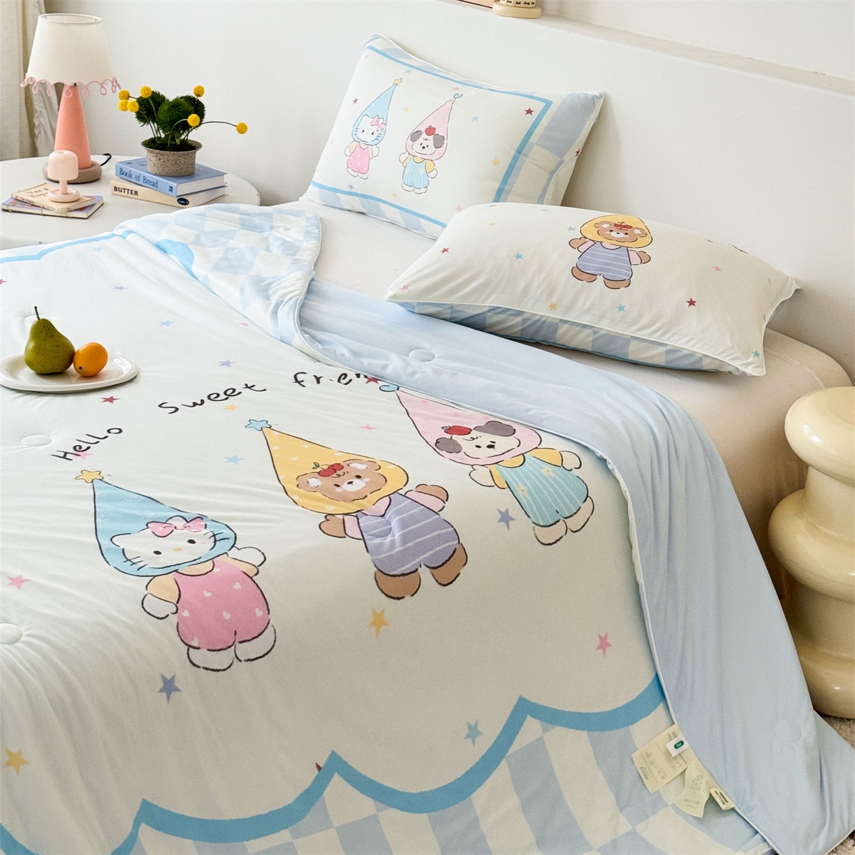 91家纺网 家纺一手货源 找家纺 朵希曼 2026年牛奶针织棉大版卡通夏被夏凉被空调被 好朋友