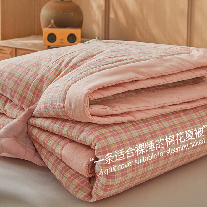 91家纺网 家纺一手货源 找家纺 牛魔王家居 2026新款A类水洗棉新疆棉花夏被 被子被芯 夏洛特粉