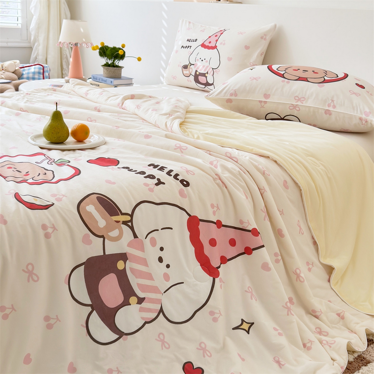 91家纺网 家纺一手货源 找家纺 朵希曼 2026年牛奶针织棉大版卡通夏被夏凉被空调被 萌厨小兔