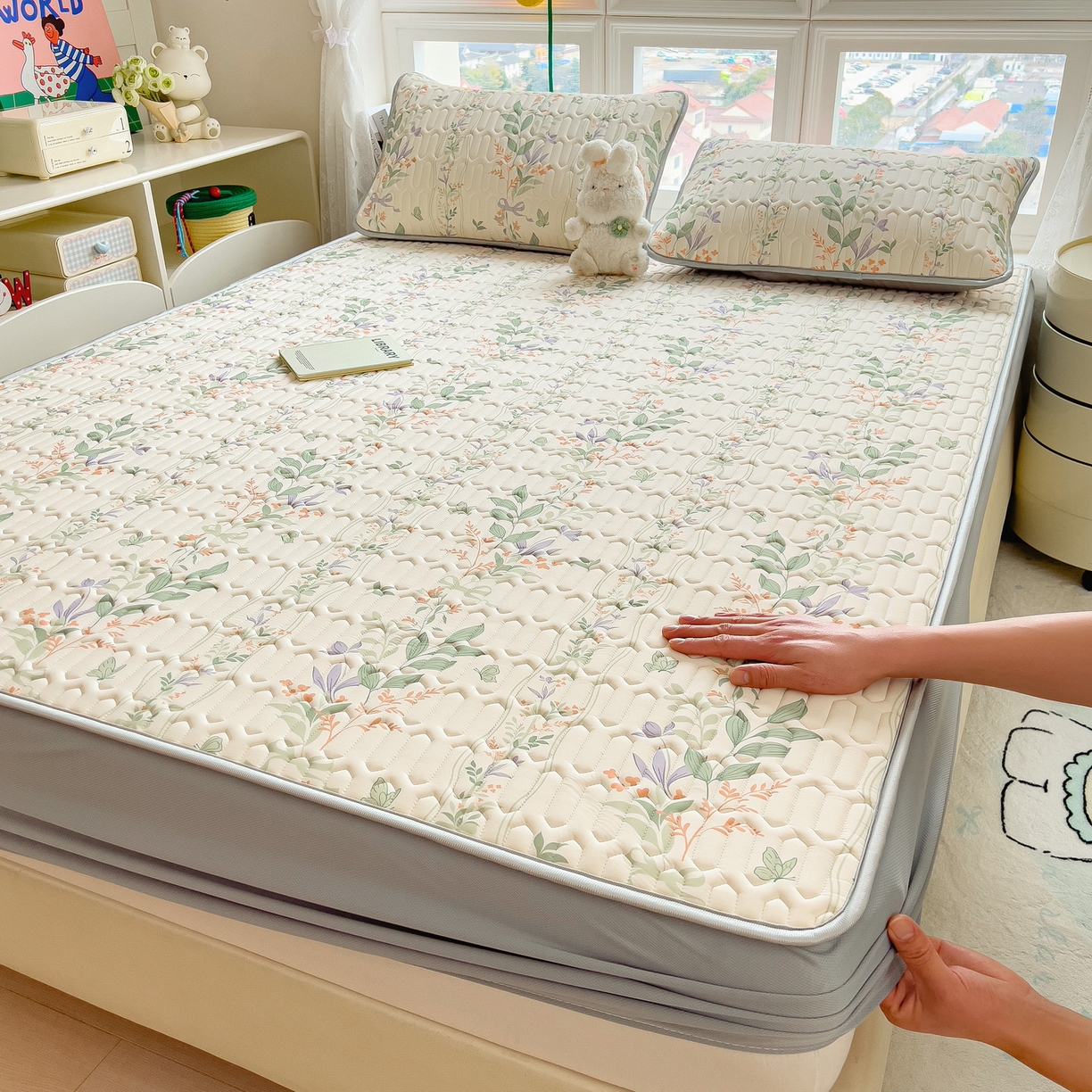 丝羽坊 2026新款高密凉感丝印花乳胶凉席-床笠款 林间私语