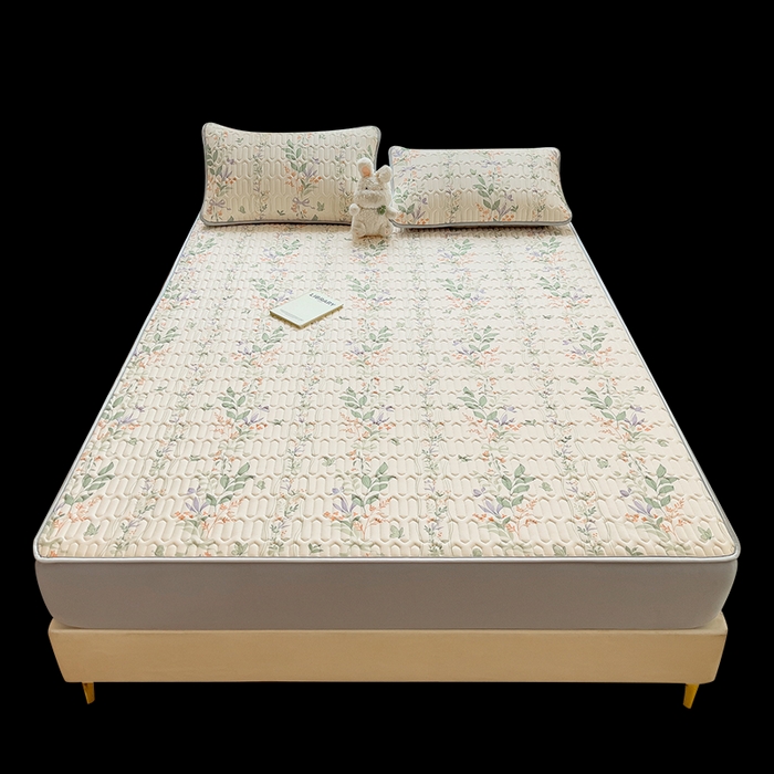 91家纺网 家纺一手货源 找家纺 丝羽坊 2026新款高密凉感丝印花乳胶凉席-床笠款 林间私语