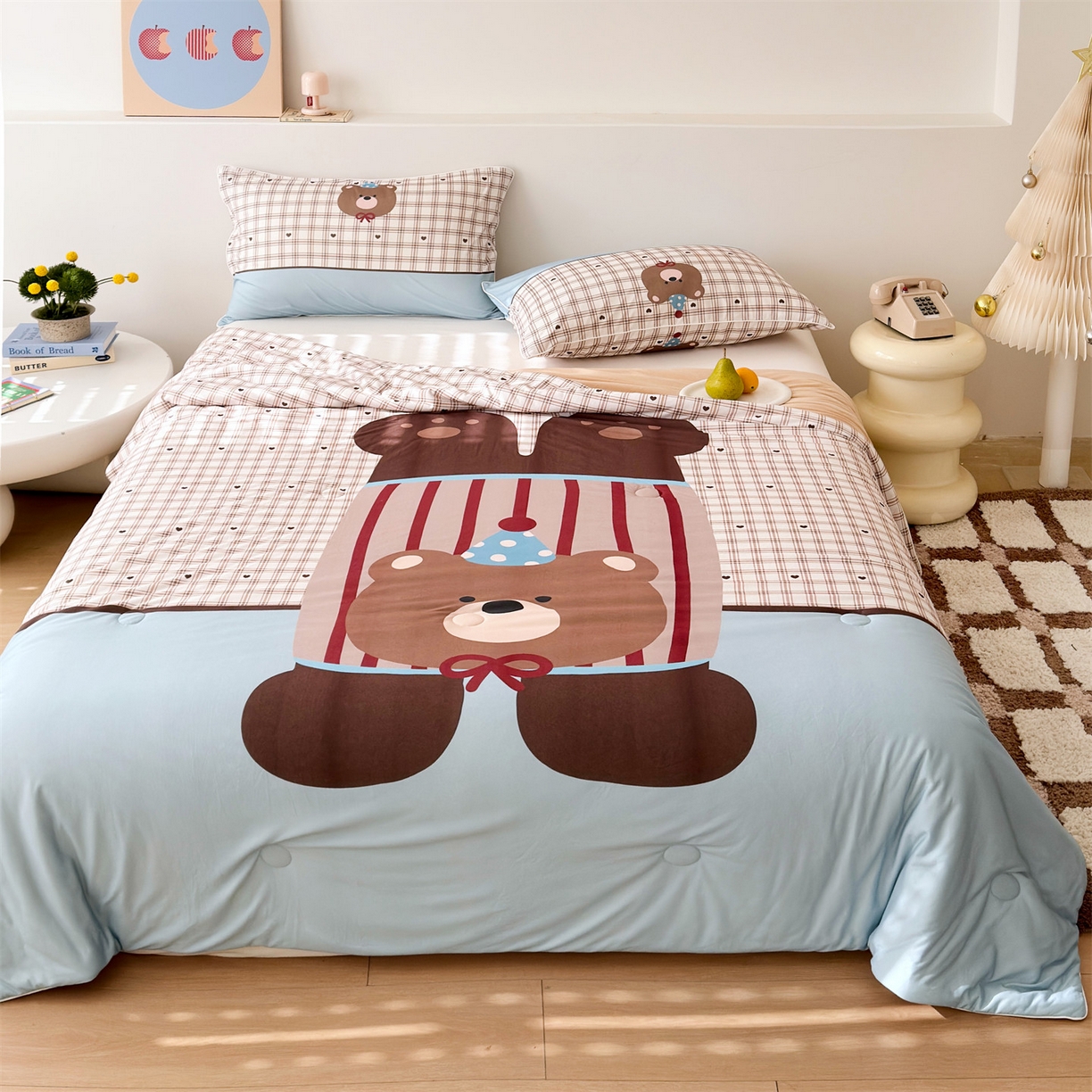 朵希曼 2026年牛奶针织棉大版卡通夏被夏凉被空调被 裤带熊