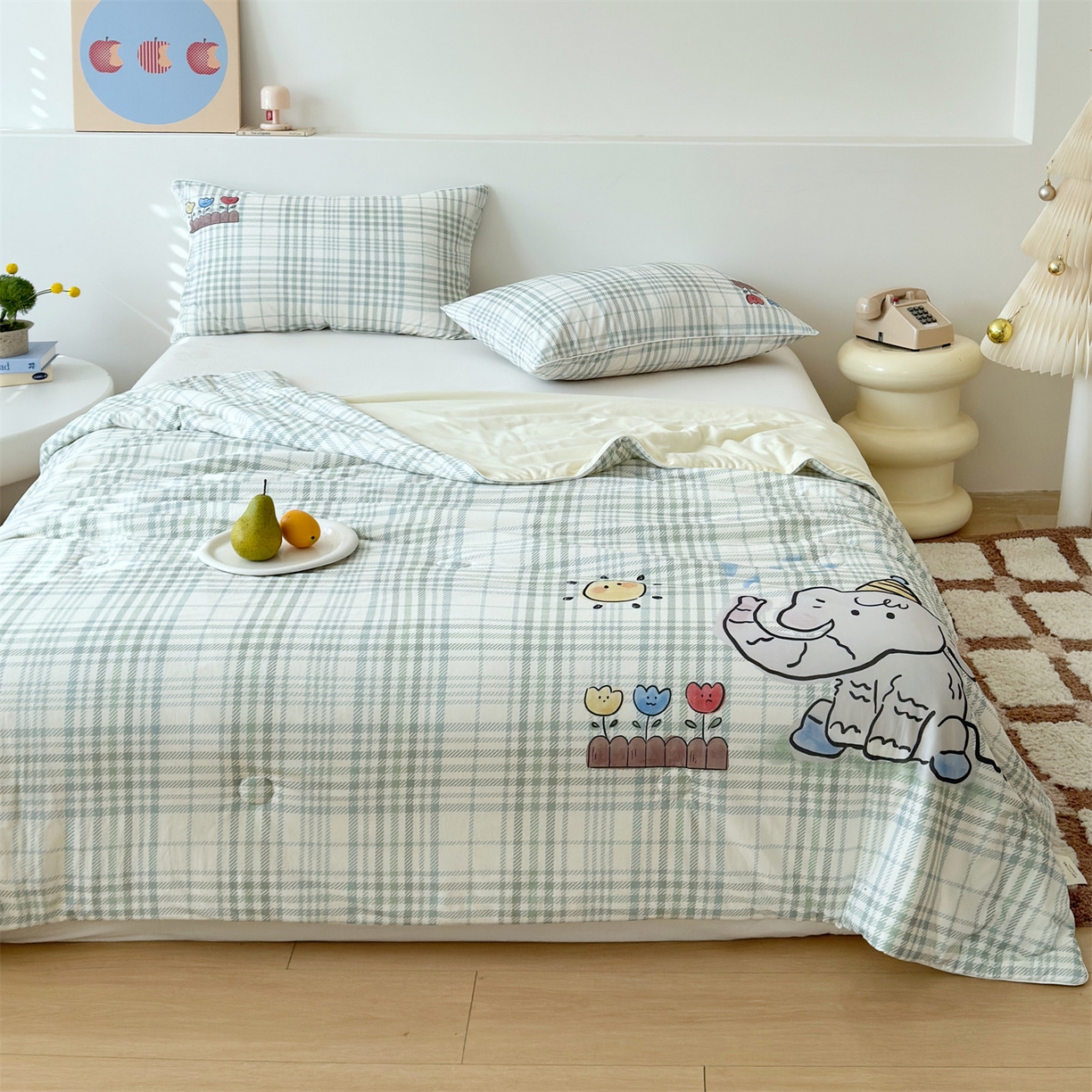 朵希曼 2026年牛奶针织棉大版卡通夏被夏凉被空调被 象趣花园