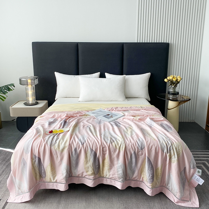 91家纺网 家纺一手货源 找家纺 （总）太阳羽家纺 2026新款铂金莱赛尔天丝印花夏凉被镂空花边空调被夏被