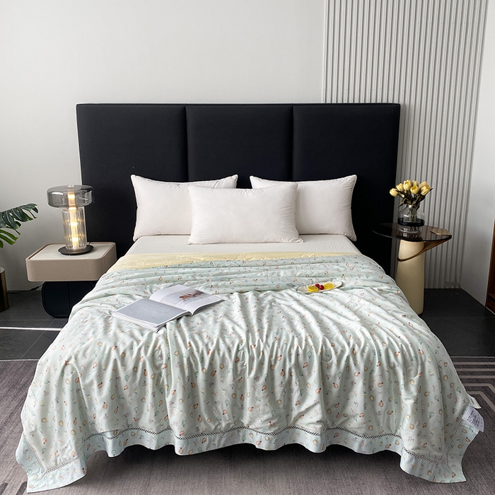 91家纺网 家纺一手货源 找家纺 （总）太阳羽家纺 2026新款铂金莱赛尔天丝印花夏凉被镂空花边空调被夏被