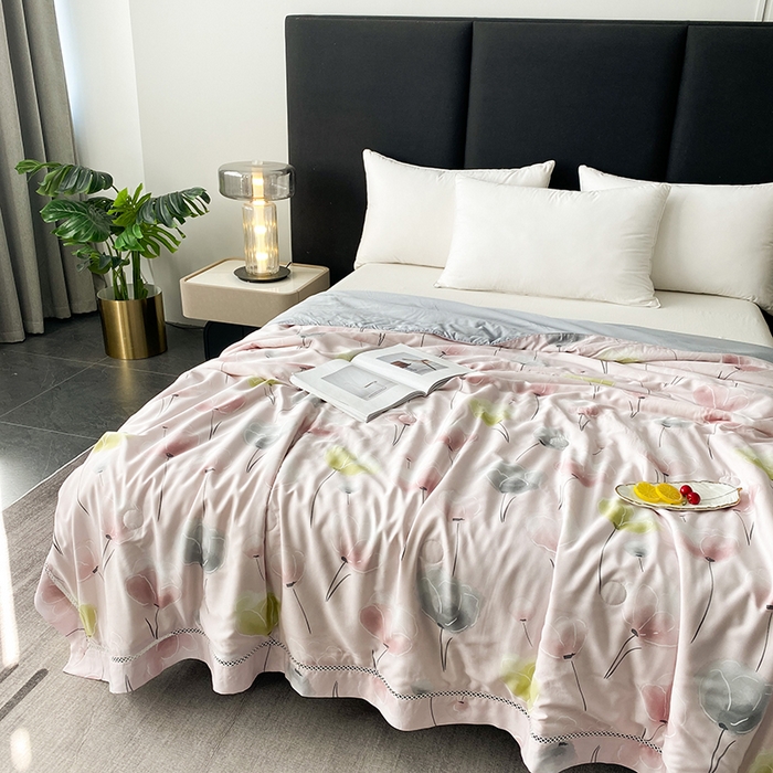 91家纺网 家纺一手货源 找家纺 （总）太阳羽家纺 2026新款铂金莱赛尔天丝印花夏凉被镂空花边空调被夏被