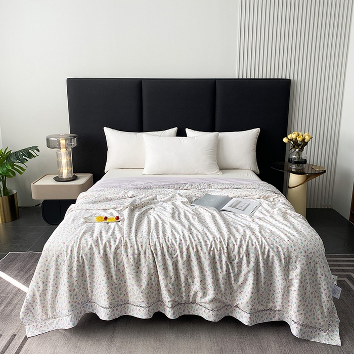 91家纺网 家纺一手货源 找家纺 （总）太阳羽家纺 2026新款铂金莱赛尔天丝印花夏凉被镂空花边空调被夏被