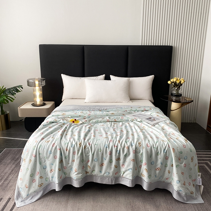 太阳羽家纺 2026新款铂金莱赛尔天丝印花夏凉被镂空花边空调被夏被 花开半夏