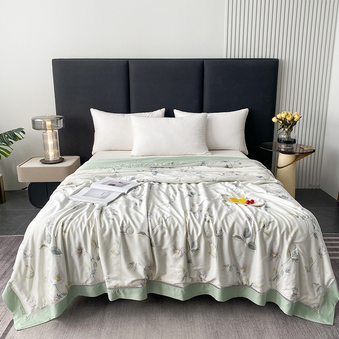 太阳羽家纺 2026新款铂金莱赛尔天丝印花夏凉被镂空花边空调被夏被 艾美