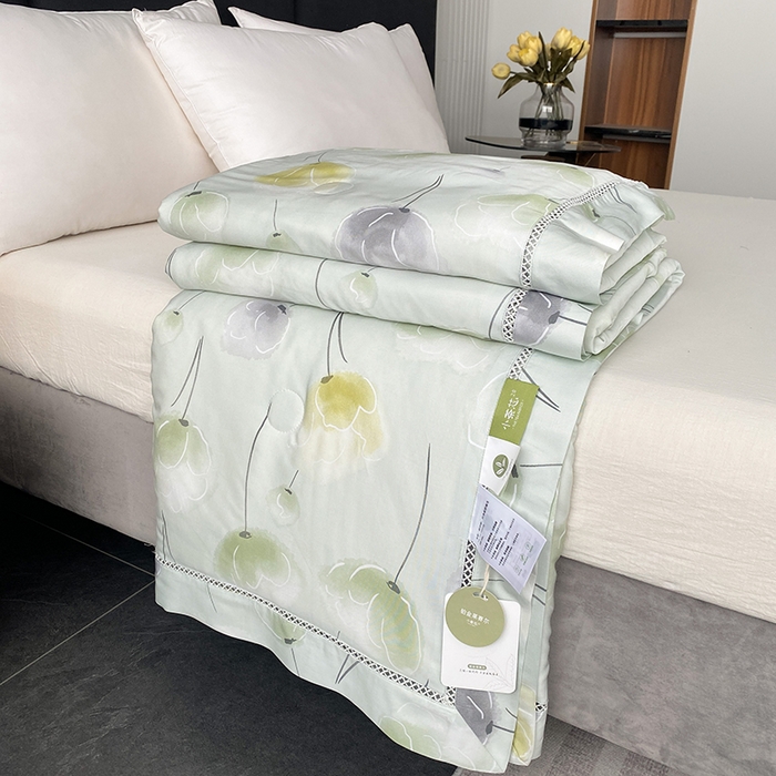 91家纺网 家纺一手货源 找家纺 太阳羽家纺 2026新款铂金莱赛尔天丝印花夏凉被镂空花边空调被夏被 莫里森记