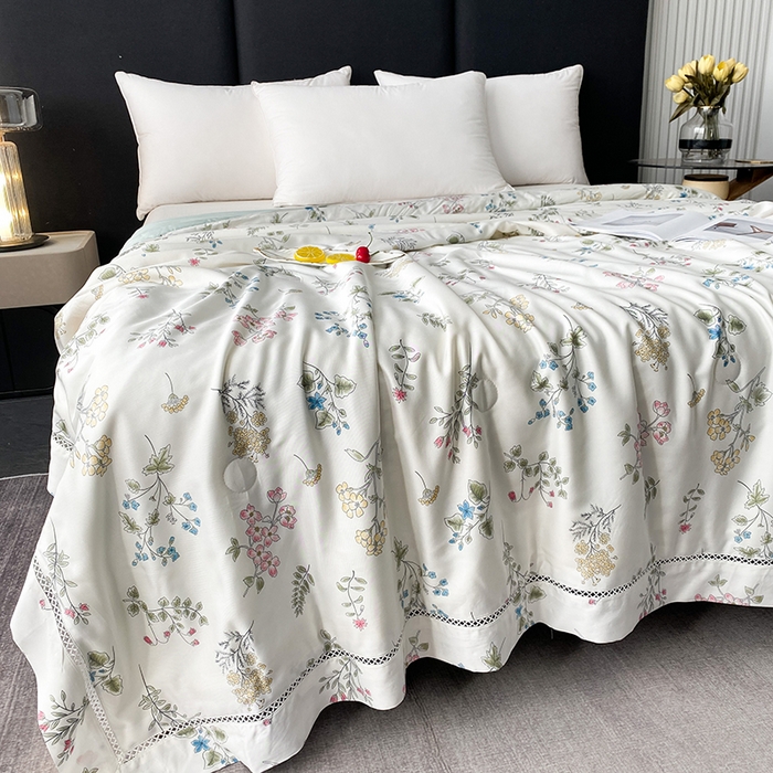 91家纺网 家纺一手货源 找家纺 太阳羽家纺 2026新款铂金莱赛尔天丝印花夏凉被镂空花边空调被夏被 格林童话