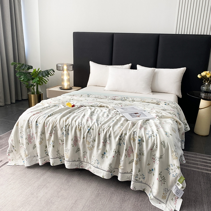 91家纺网 家纺一手货源 找家纺 太阳羽家纺 2026新款铂金莱赛尔天丝印花夏凉被镂空花边空调被夏被 格林童话