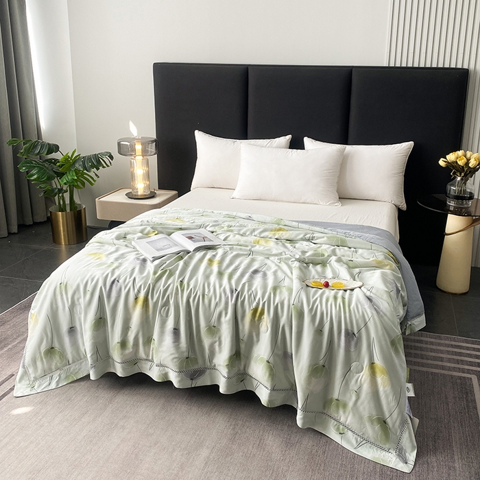 91家纺网 家纺一手货源 找家纺 太阳羽家纺 2026新款铂金莱赛尔天丝印花夏凉被镂空花边空调被夏被 莫里森记