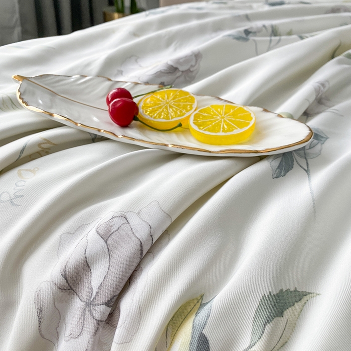 91家纺网 家纺一手货源 找家纺 太阳羽家纺 2026新款铂金莱赛尔天丝印花夏凉被镂空花边空调被夏被 艾美