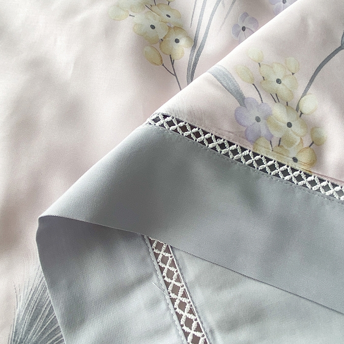 91家纺网 家纺一手货源 找家纺 太阳羽家纺 2026新款铂金莱赛尔天丝印花夏凉被镂空花边空调被夏被 叶叶情丝