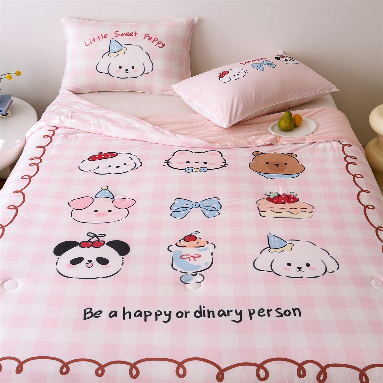 91家纺网 家纺一手货源 找家纺 朵希曼 2026年牛奶针织棉大版卡通夏被夏凉被空调被 甜心萌宠