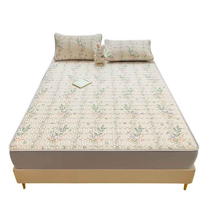 91家纺网 家纺一手货源 找家纺 丝羽坊 2026新款高密凉感丝印花乳胶凉席-床笠款 林间私语