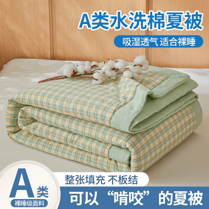 牛魔王家居 2026新款A类水洗棉新疆棉花夏被 被子被芯 夏洛特绿