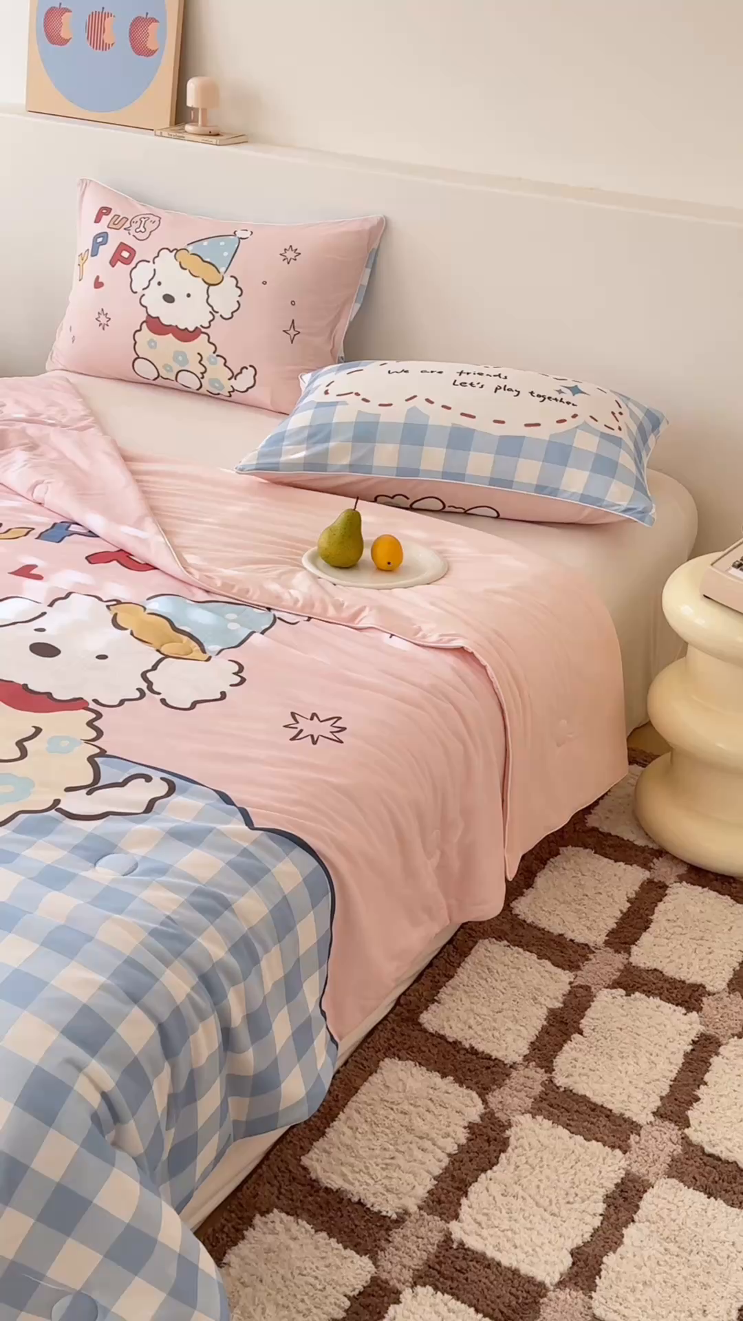 91家纺网 家纺一手货源 找家纺 朵希曼 2026年牛奶针织棉大版卡通夏被夏凉被空调被 茶杯犬