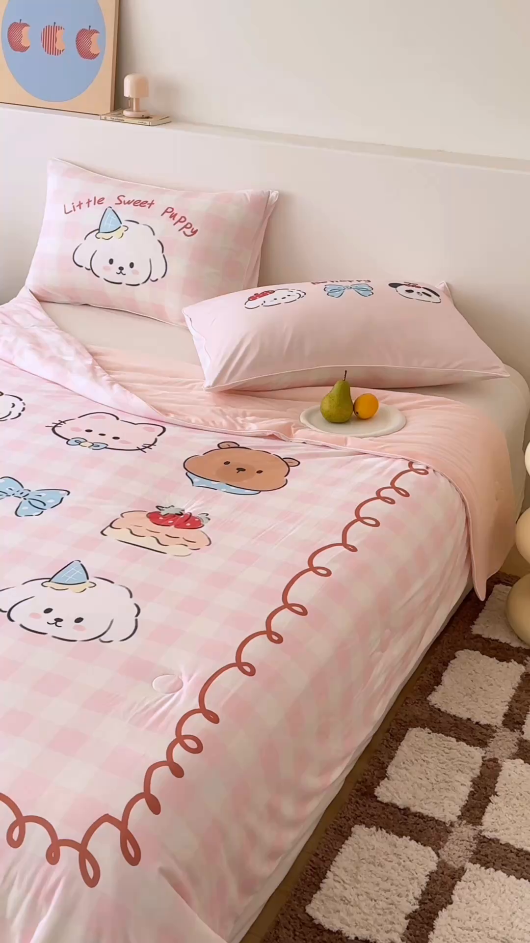 91家纺网 家纺一手货源 找家纺 朵希曼 2026年牛奶针织棉大版卡通夏被夏凉被空调被 甜心萌宠