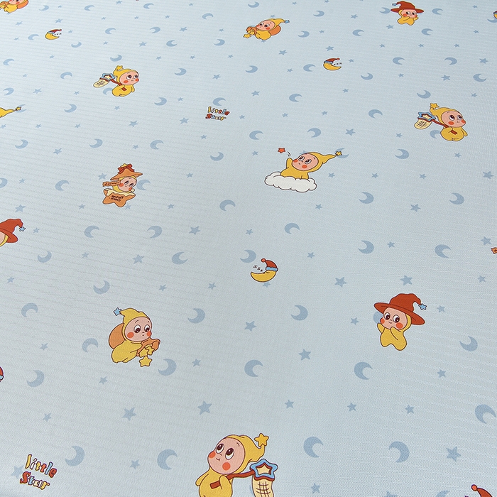 91家纺网 家纺一手货源 找家纺 念家居 2026新款轻奢可机洗水洗床单款高密大版斜纹冰丝凉席三件套 淡蓝童趣