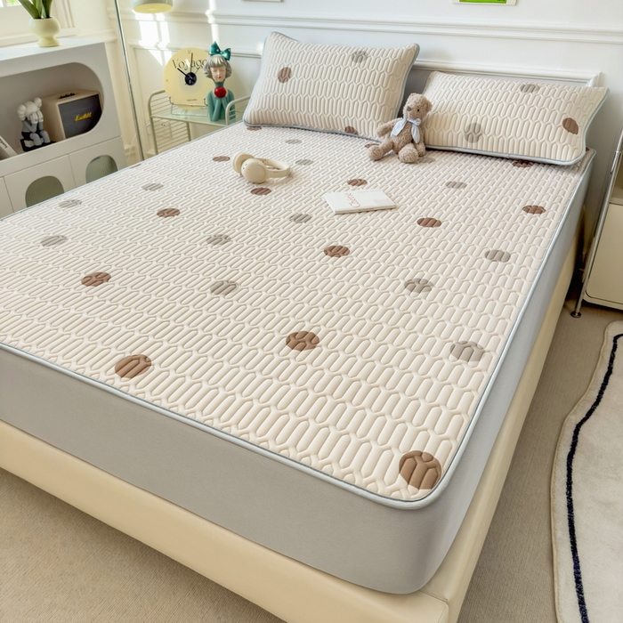 91家纺网 家纺一手货源 找家纺 丝羽坊 2026新款高密凉感丝印花乳胶凉席-床笠款 爱的圈圈