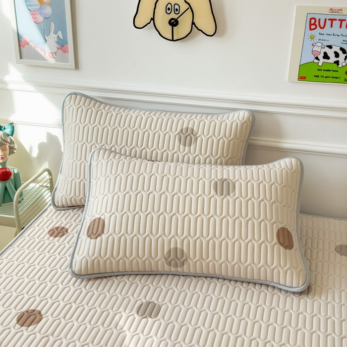 91家纺网 家纺一手货源 找家纺 丝羽坊 2026新款高密凉感丝印花乳胶凉席-床笠款 爱的圈圈