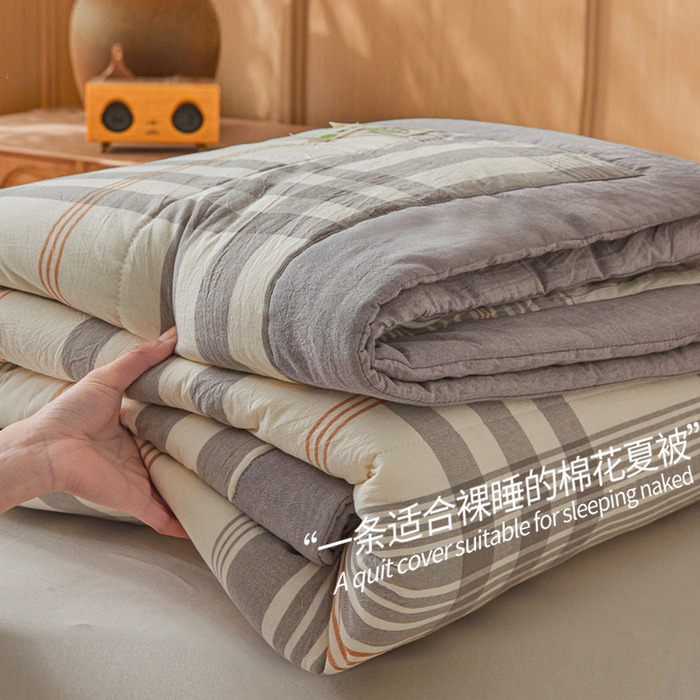 91家纺网 家纺一手货源 找家纺 牛魔王家居 2026新款A类水洗棉新疆棉花夏被 被子被芯 夏日芳华灰