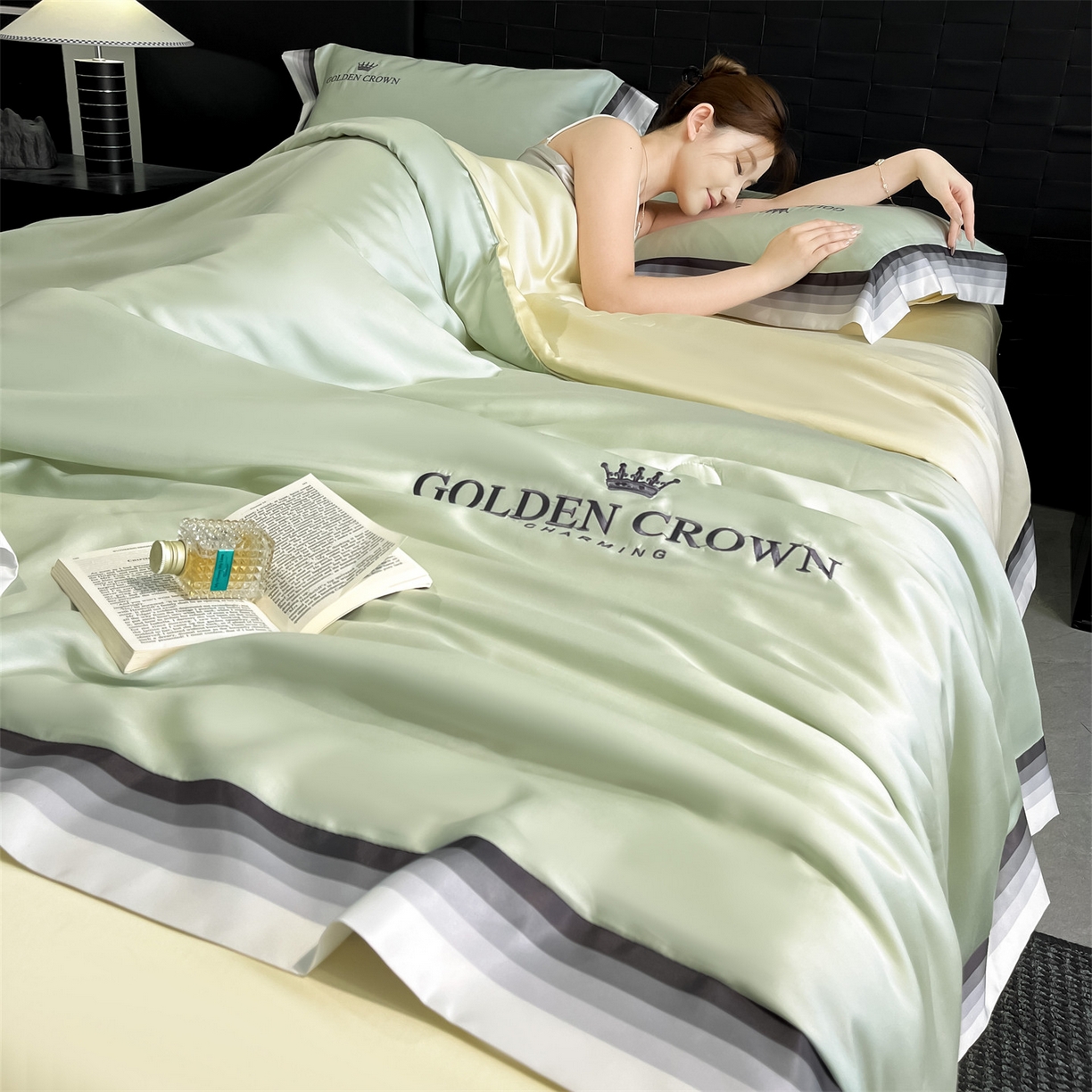 91家纺网 家纺一手货源 找家纺 笙意家纺 2026新款水洗冰丝数码宽边刺绣夏被夏凉被空调被-贝拉系列 贝拉-水果清香+奶黄