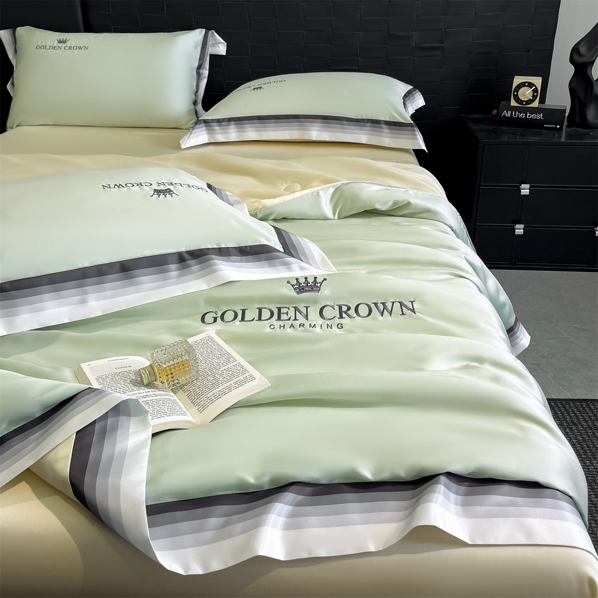 91家纺网 家纺一手货源 找家纺 笙意家纺 2026新款水洗冰丝数码宽边刺绣夏被夏凉被空调被-贝拉系列 贝拉-水果清香+奶黄