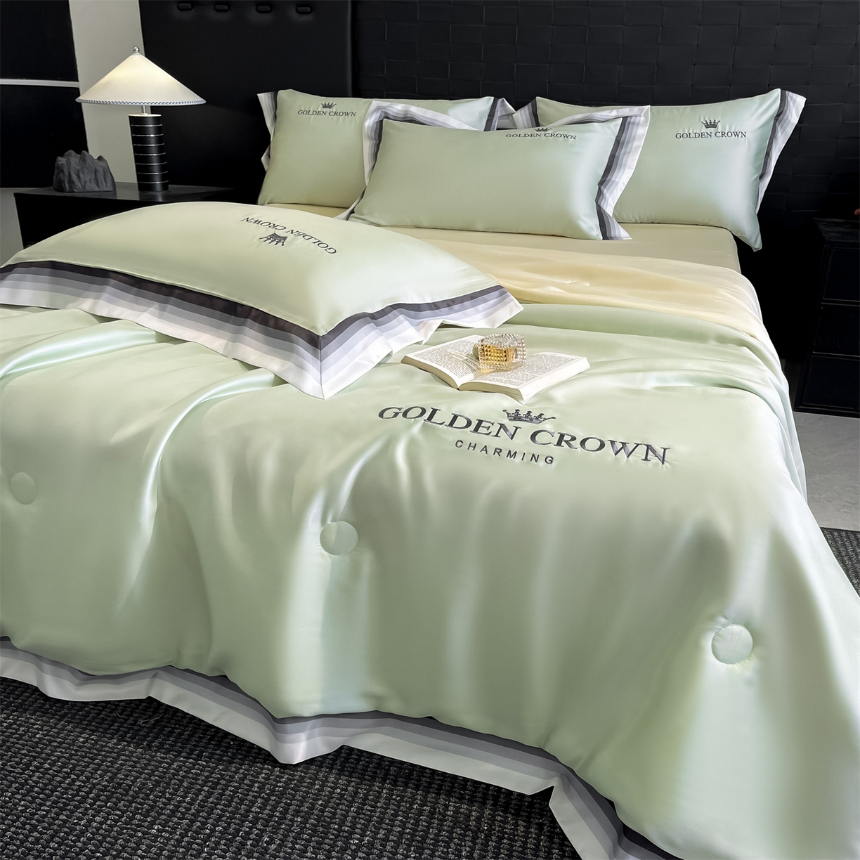 91家纺网 家纺一手货源 找家纺 笙意家纺 2026新款水洗冰丝数码宽边刺绣夏被夏凉被空调被-贝拉系列 贝拉-水果清香+奶黄