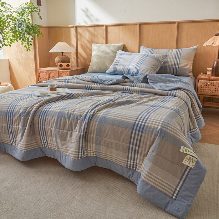 91家纺网 家纺一手货源 找家纺 牛魔王家居 2026新款A类水洗棉新疆棉花夏被 被子被芯 夏日芳华蓝