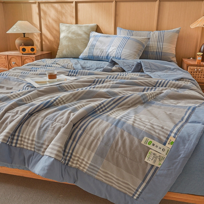 91家纺网 家纺一手货源 找家纺 牛魔王家居 2026新款A类水洗棉新疆棉花夏被 被子被芯 夏日芳华蓝