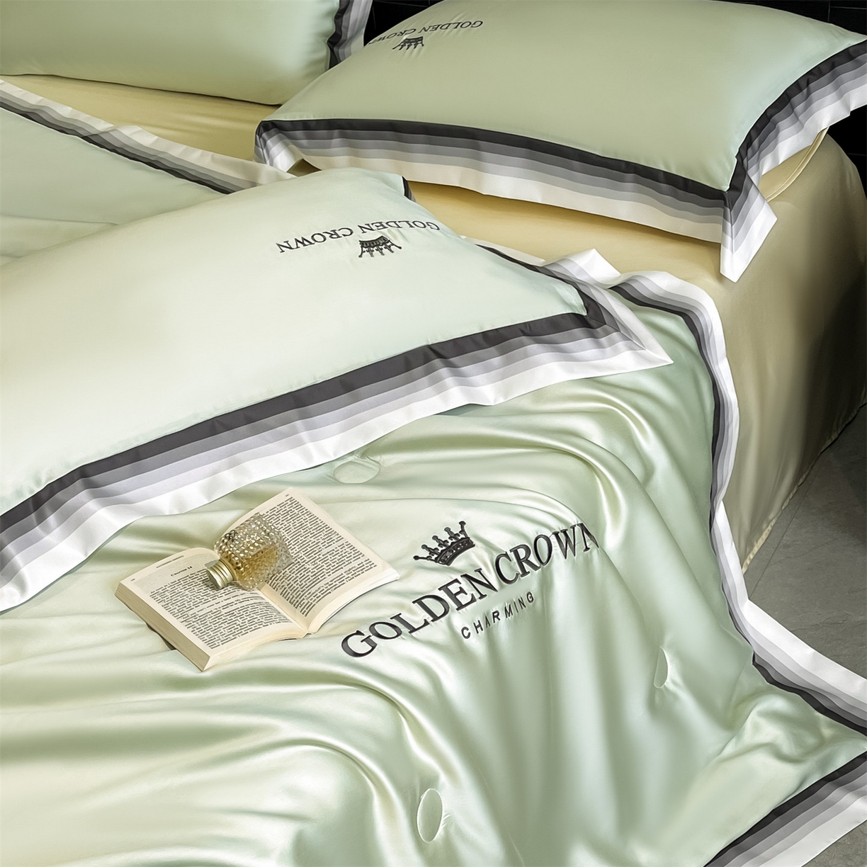 91家纺网 家纺一手货源 找家纺 笙意家纺 2026新款水洗冰丝数码宽边刺绣夏被夏凉被空调被-贝拉系列 贝拉-水果清香+奶黄