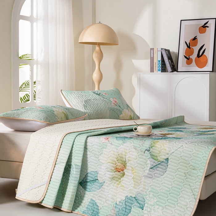 91家纺网 家纺一手货源 找家纺 美丽折家纺 2026新款0.6厚乳胶凉席印花系列 暗香