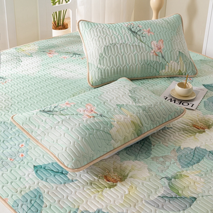 91家纺网 家纺一手货源 找家纺 美丽折家纺 2026新款0.6厚乳胶凉席印花系列 暗香