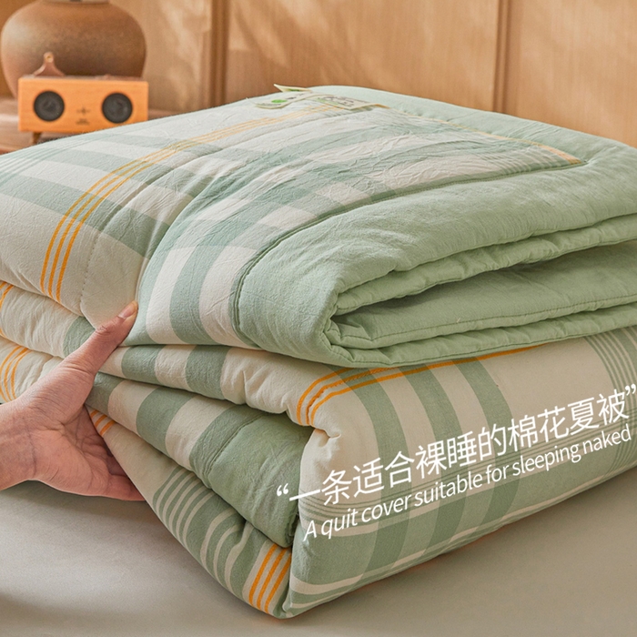 91家纺网 家纺一手货源 找家纺 牛魔王家居 2026新款A类水洗棉新疆棉花夏被 被子被芯 夏日芳华绿