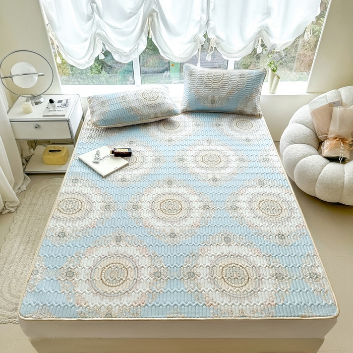 91家纺网 家纺一手货源 找家纺 美丽折家纺 2026新款凉感丝乳胶凉席款 乳胶凉席三件套 罗马假日