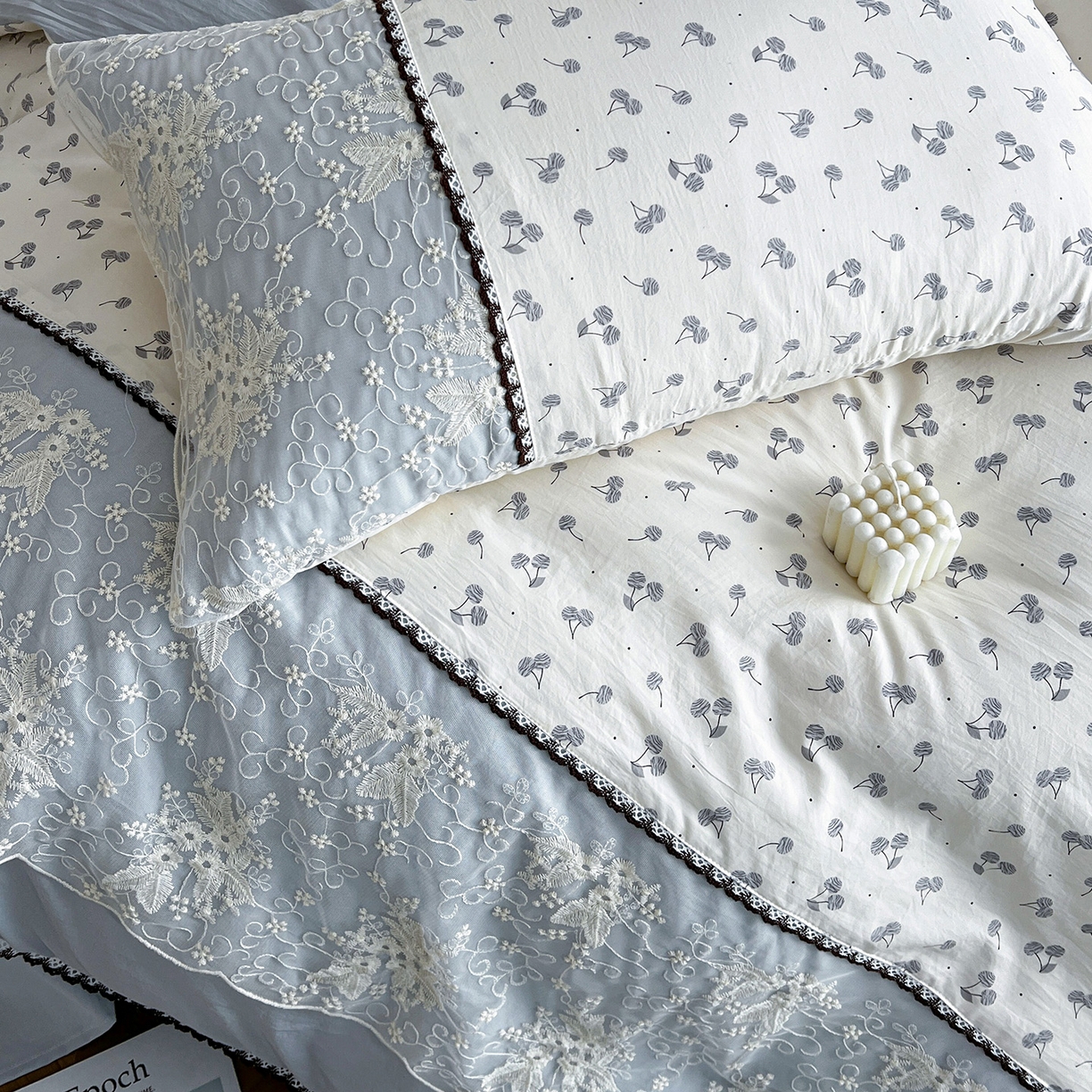 91家纺网 家纺一手货源 找家纺 纽缦家纺 2026新款A类105g仿棉四件套古法水洗棉套件-韩版系列 韩版-清丽灰