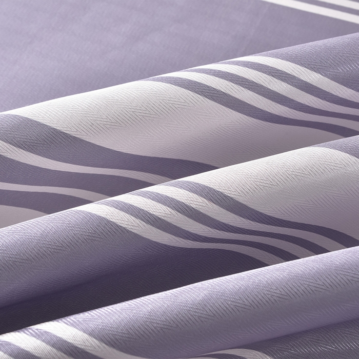 91家纺网 家纺一手货源 找家纺 念家居 2026新款轻奢可机洗水洗床单款高密大版斜纹冰丝凉席三件套 紫灰条纹 