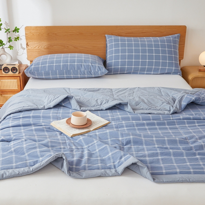 91家纺网 家纺一手货源 找家纺 牛魔王家居 2026新款A类水洗棉新疆棉花夏被 被子被芯 布鲁蓝